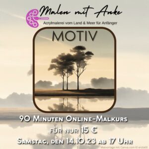 Schlicht elagenate LAndschaft im online Kurs malen lernen mit anke