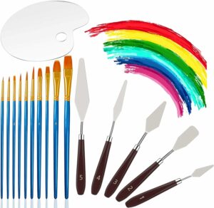 15 Stück Malpinsel Palettenmesser Set