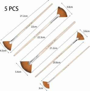 5 Stück Fan Pinsel, Fächerpinsel-Set, Künstlerpinsel
