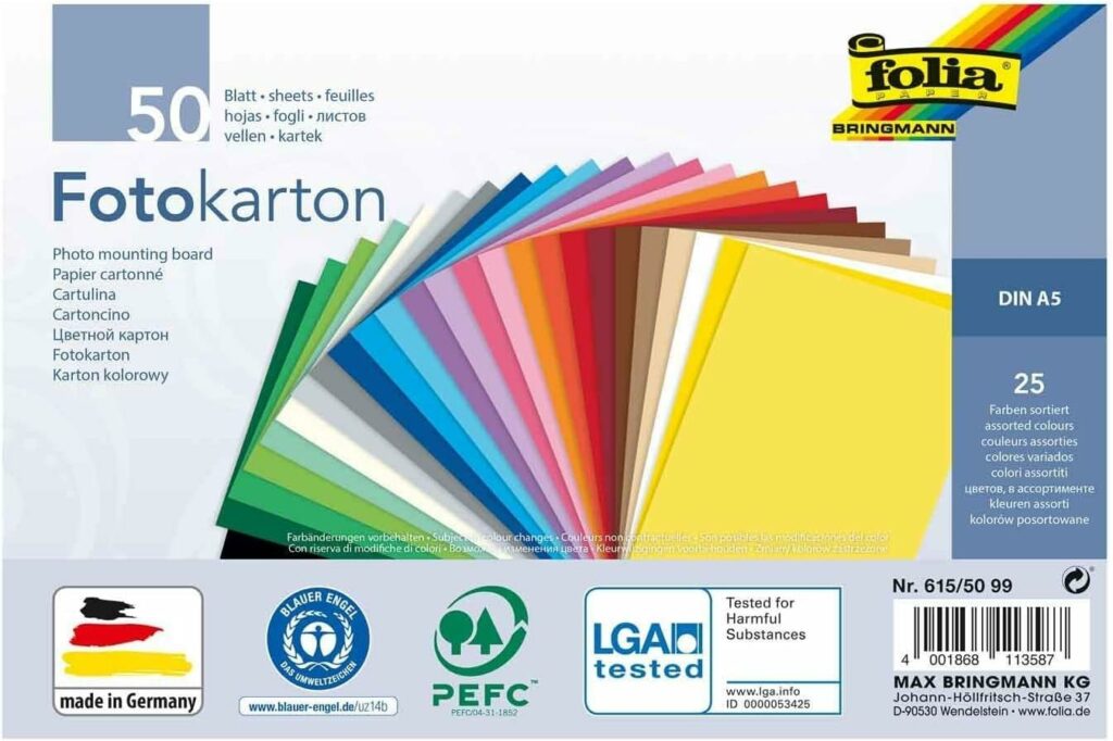 Fotokarton Mix, DIN A5, 300 g m², 50 Blatt, sortiert in 25 Farben