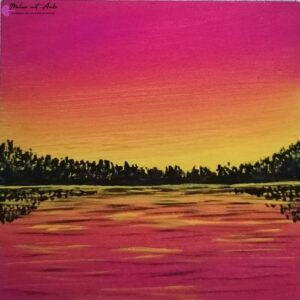Schöner Sonnenuntergang gemalt mit Acryl auf Holz