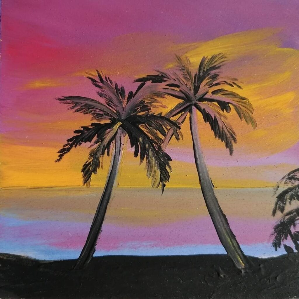 Palmentraum Gemälde zu verkaufen - Acrylmalerei von Anke