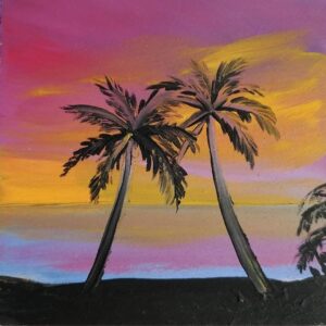 Palmentraum Gemälde zu verkaufen - Acrylmalerei von Anke