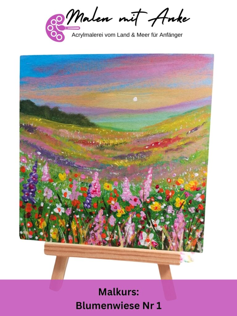 Blumenwiese mit Acryl malen – Malkurs von Malen mit Anke