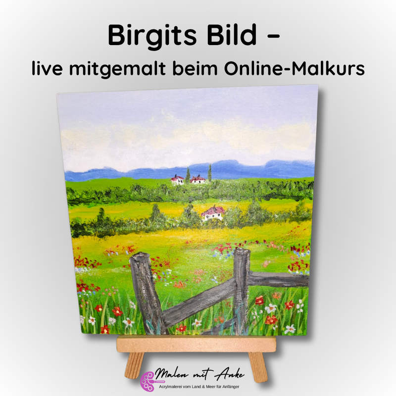Birgits Gemälde aus dem Malkurs sommerliche Blütenpracht