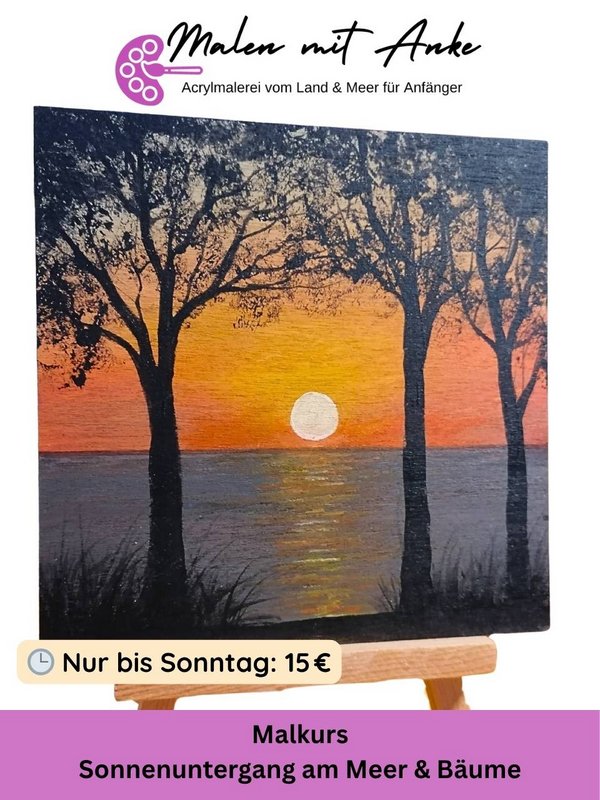 Sonnenuntergang am Meer mit Bäumen