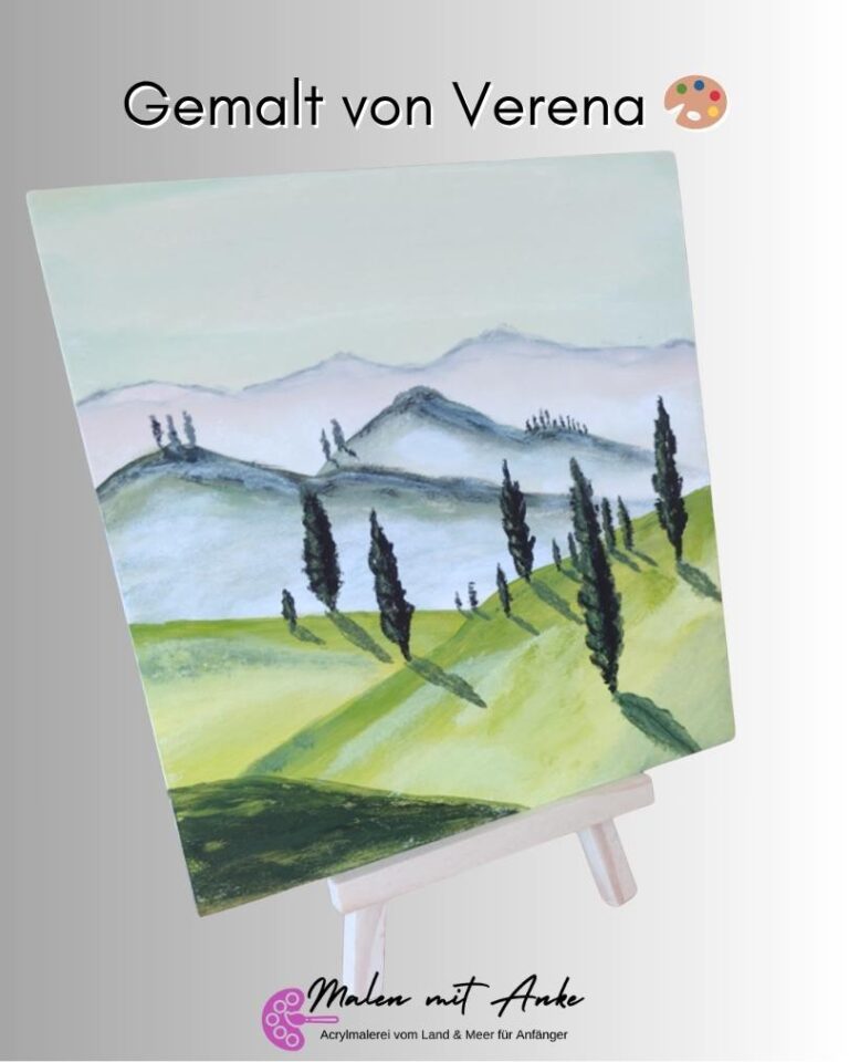 Toskana-Motiv gemalt von Verena im Malkurs mit Anke