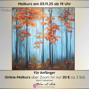 Malkurs Motiv Abstrakter Wald mit Kupfer und Gold, Malen mit Anke