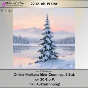Rosa Winterlandschaft mit Bergen und Tannen mit Acryl malen, Malkurs