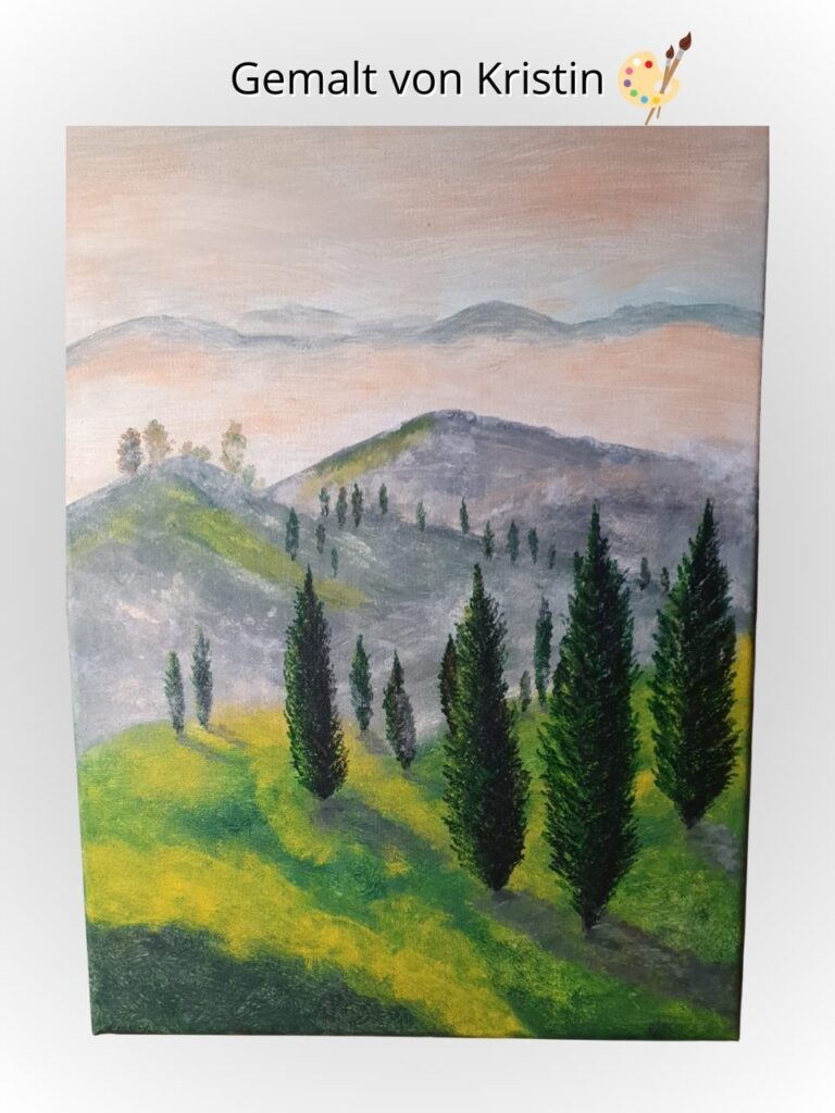Toskana-Motiv gemalt von Kristin im Malkurs mit Anke