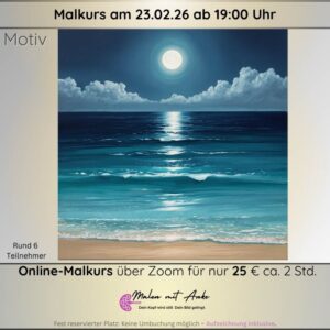 Mondschein über dem Meer Malkurs mit Acryl malen