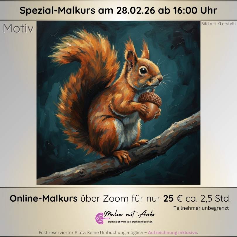 Flauschiges Eichhörnchen Spezial Malkurs mit Acryl malen