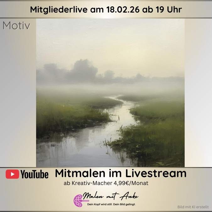 Morgennebel am Niederrhein, Malkurs mit Acryl malen