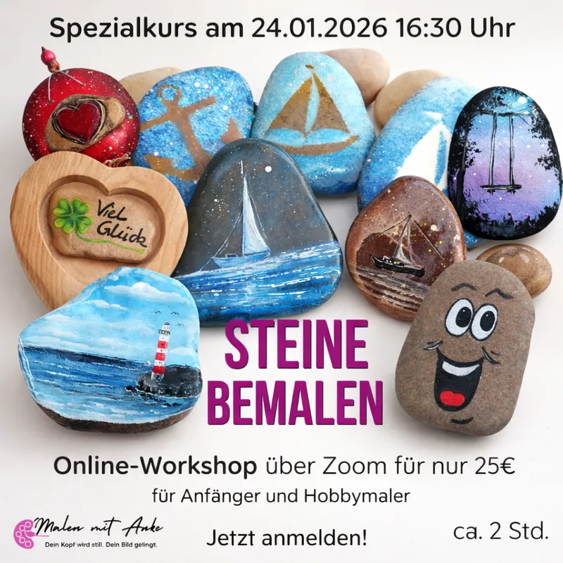 Steine bemalen, spezialkurs Malen mit Anke