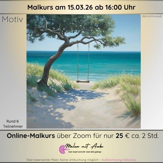 Malkurs 15.03.26 – Strandglück mit Schaukel, ab 16 Uhr