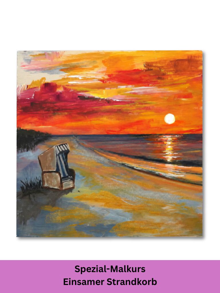 Einsamer Strandkorb mit Acryl malen – Malen mit Anke