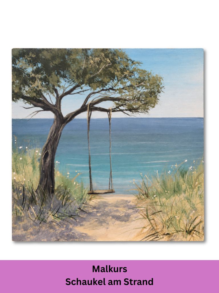 Schaukel am Strand mit Acryl malen – Malen mit Anke