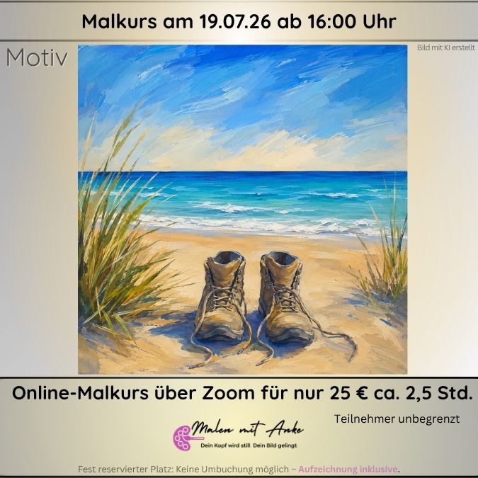 Wanderschuhe am Meer Live-Malkurs