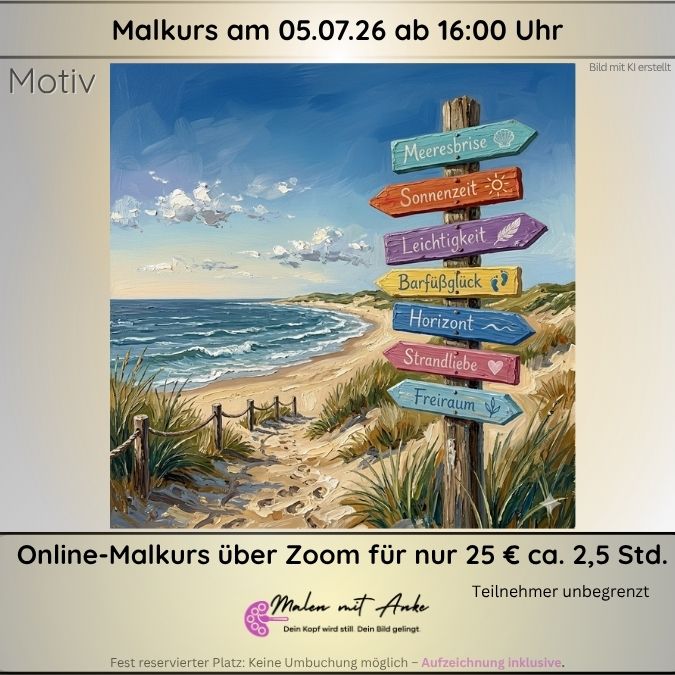 Wegweiser am Meer Live-Malkurs
