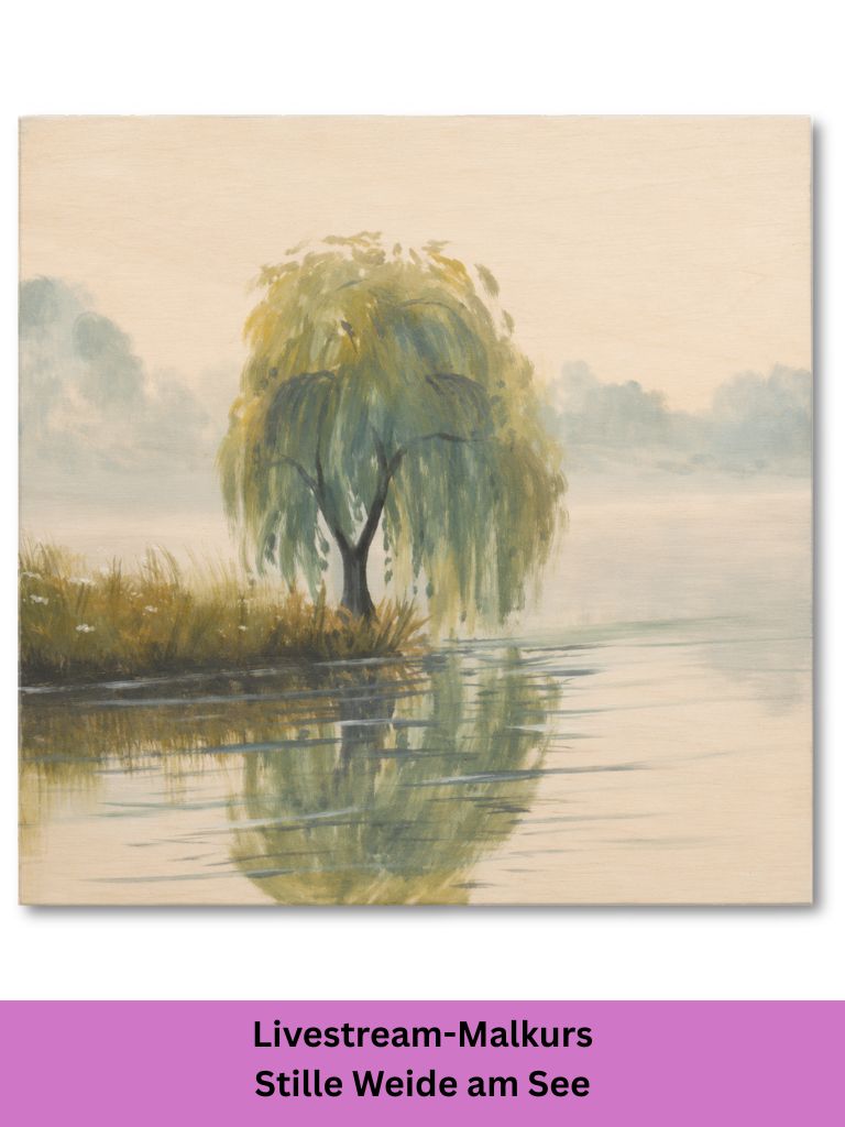 Stille Weide am See mit Acryl malen