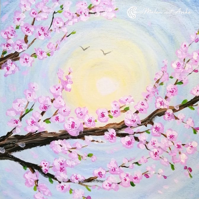 Kirschblüte im Licht mit Acryl ganz leicht mitmalen, Motiv