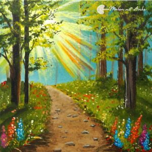 Malen mit Anke, Waldweg im Sonnenlicht - Motiv zum Mitmalen mit Acryl