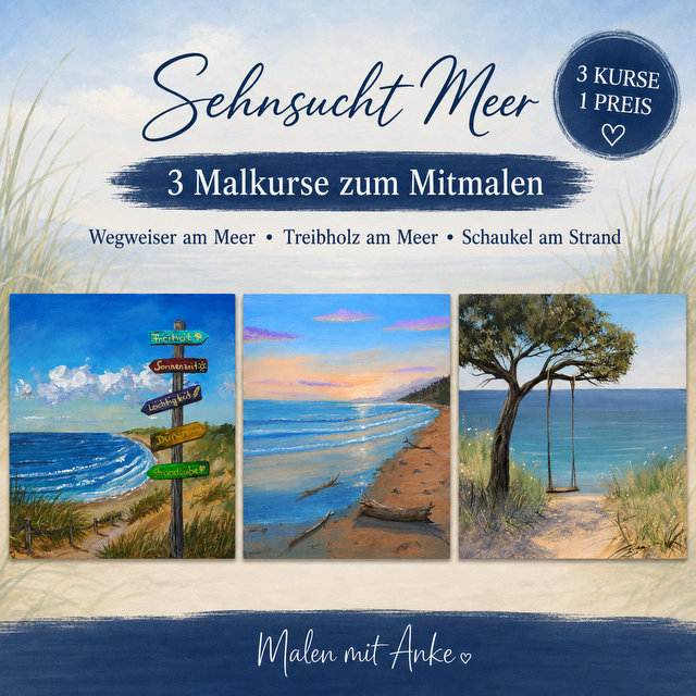 Sehnsucht Meer – drei Acryl-Malkurse zum Mitmalen
