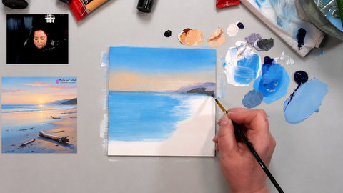 Einblick in den Malkurs Treibholz am Meer