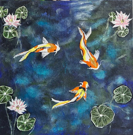Koi-Gemälde von Christine Blümle – gemalt bei Malen mit Anke