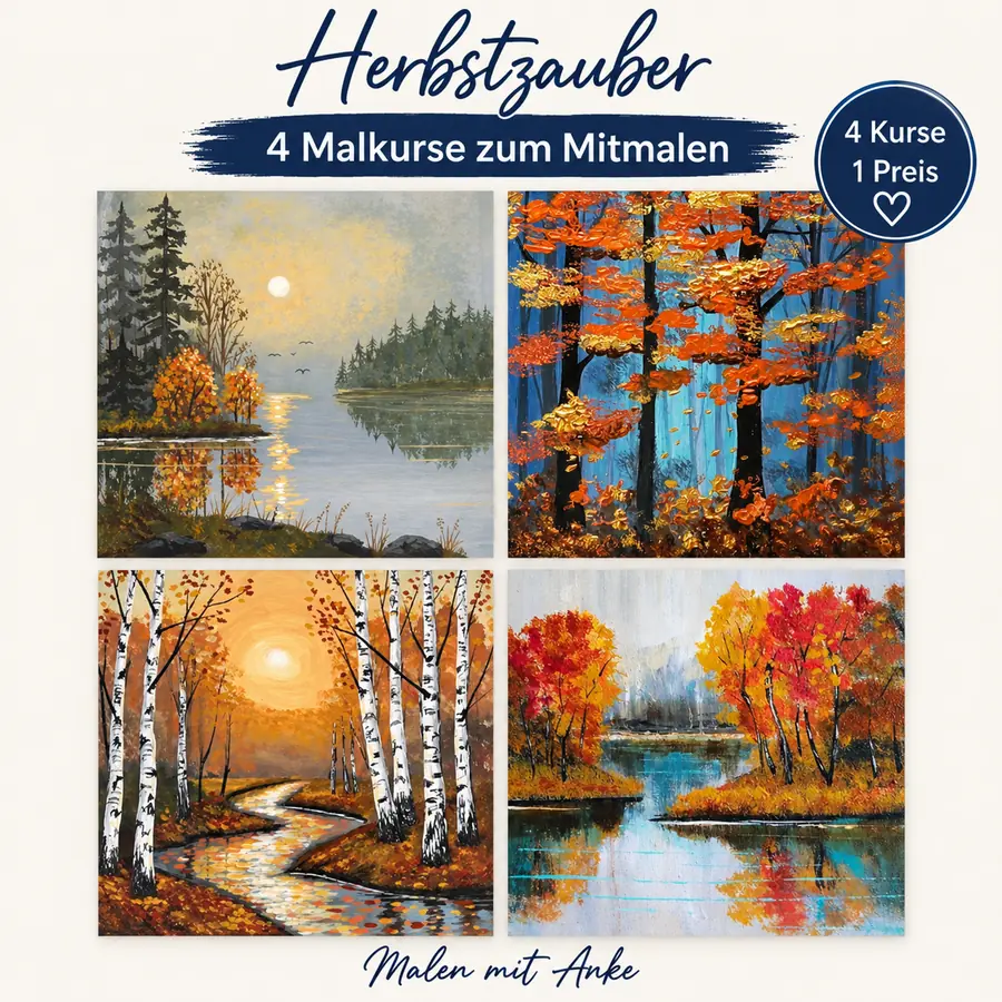 Herbstzauber – vier Herbstmotive als Acryl-Videokurse zum Mitmalen