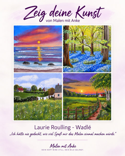 Vier Gemälde von Laurie, gemalt bei Malen mit Anke