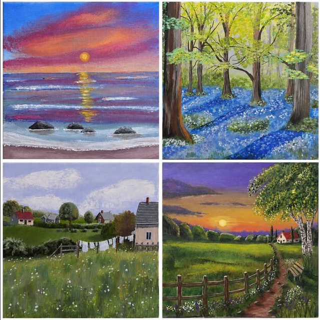 Vier Gemälde von Laurie – gemalt bei Malen mit Anke