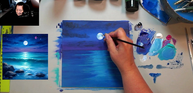 Einblick in die Kursaufzeichnung Meeresleuchten mit Acryl malen