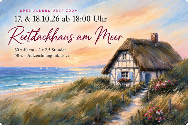 Reetdachhaus am Meer – Spezialkurs am 17. und 18. Oktober 2026 jeweils ab 18 Uhr
