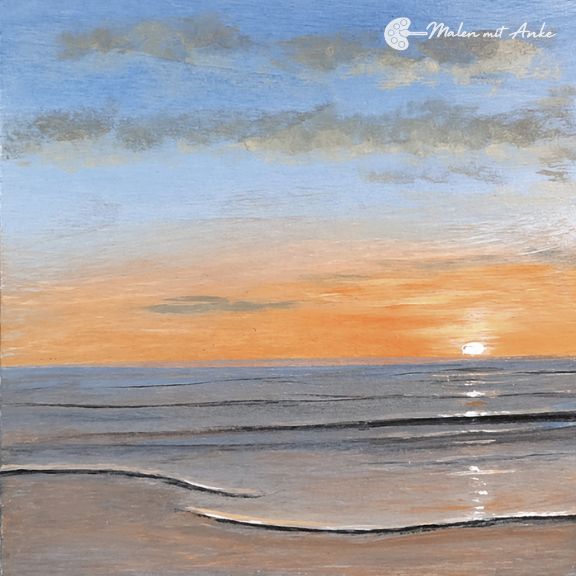 Sanfter Sonnenuntergang am Meer – Acryl-Malkurs bei Malen mit Anke