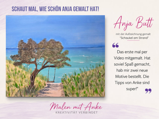 Schaukel am Strand von Anja, mit einer Kursaufzeichnung von Malen mit Anke gemalt