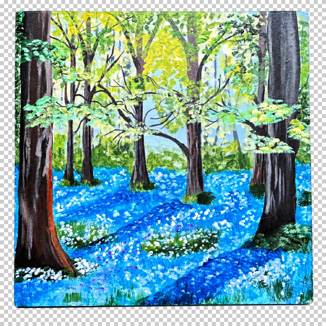 Mitmaler-Gemälde Blauer Blütenwald aus dem Acryl-Malkurs