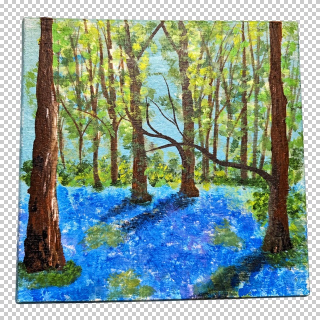 Mitgemalter blauer Blütenwald aus dem Acryl-Malkurs von Malen mit Anke