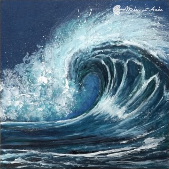 Die Kraft des Ozeans – Welle mit Acryl malen