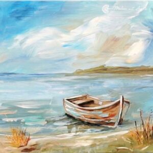 Boot am Ufer mit Acryl malen Motiv vom Kurs