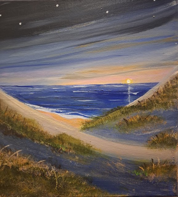 Dünen im Abendlicht – Acrylgemälde von Gabriele