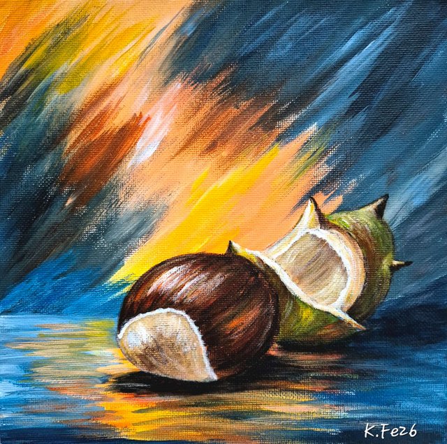 Kastanie – Acrylgemälde von Kirsten