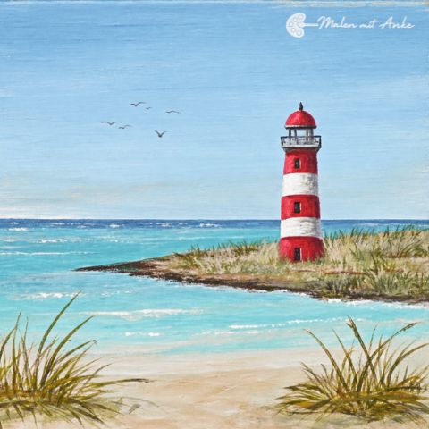 Motiv vom Malkurs Leuchtturm Meer mit Acryl malen