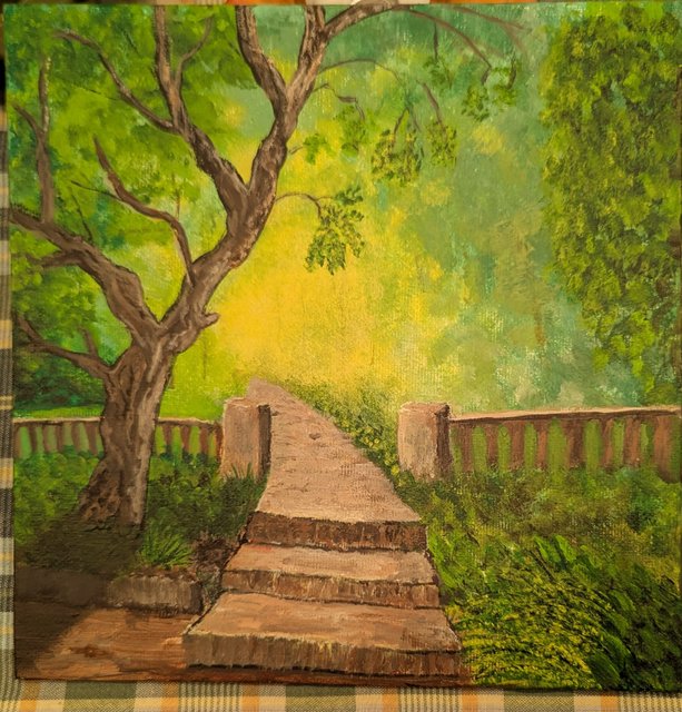 Waldweg – Acrylgemälde von Petra