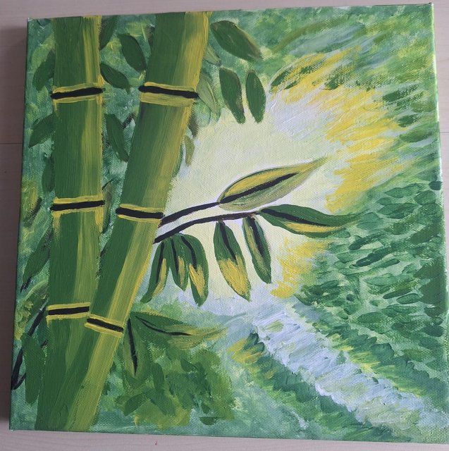 Bambusgarten – Acrylgemälde von Susanne